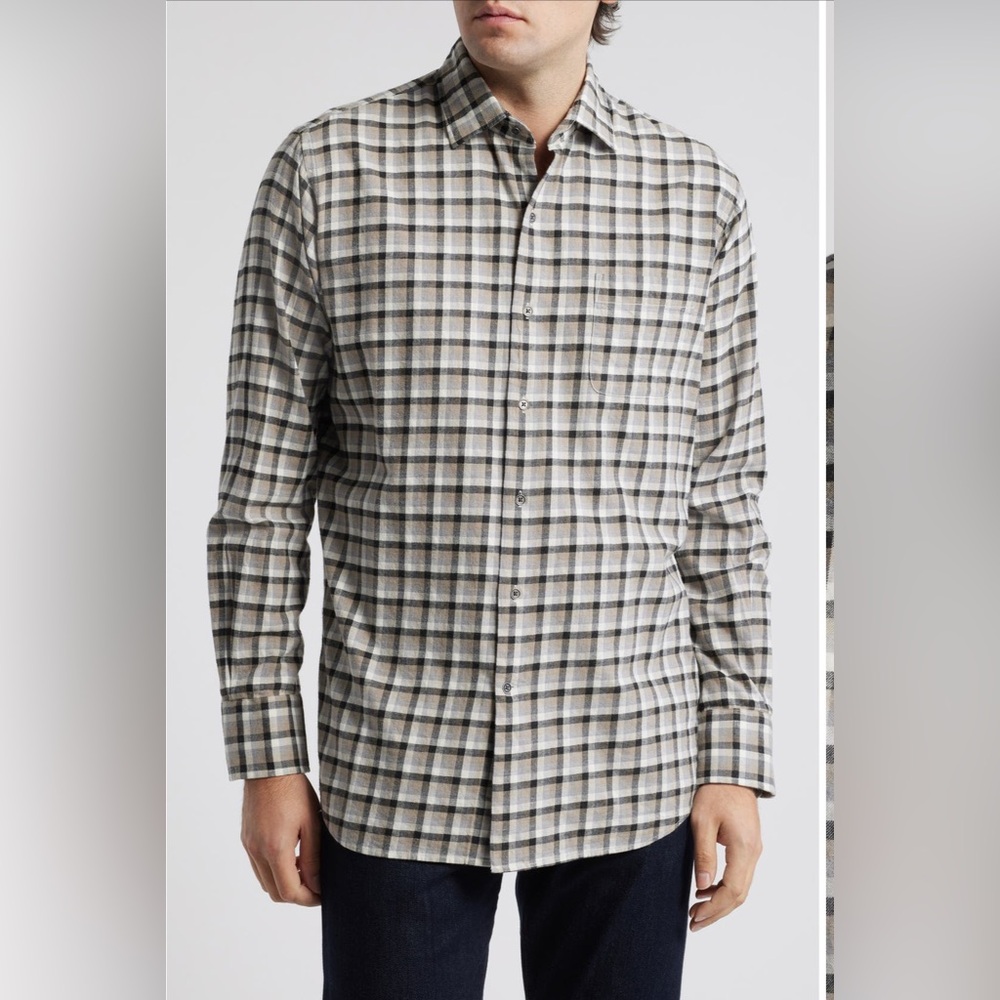Peter Millar Men's North Bay Crown Sport Lightweight Cotton Flannel Plaid Shirt